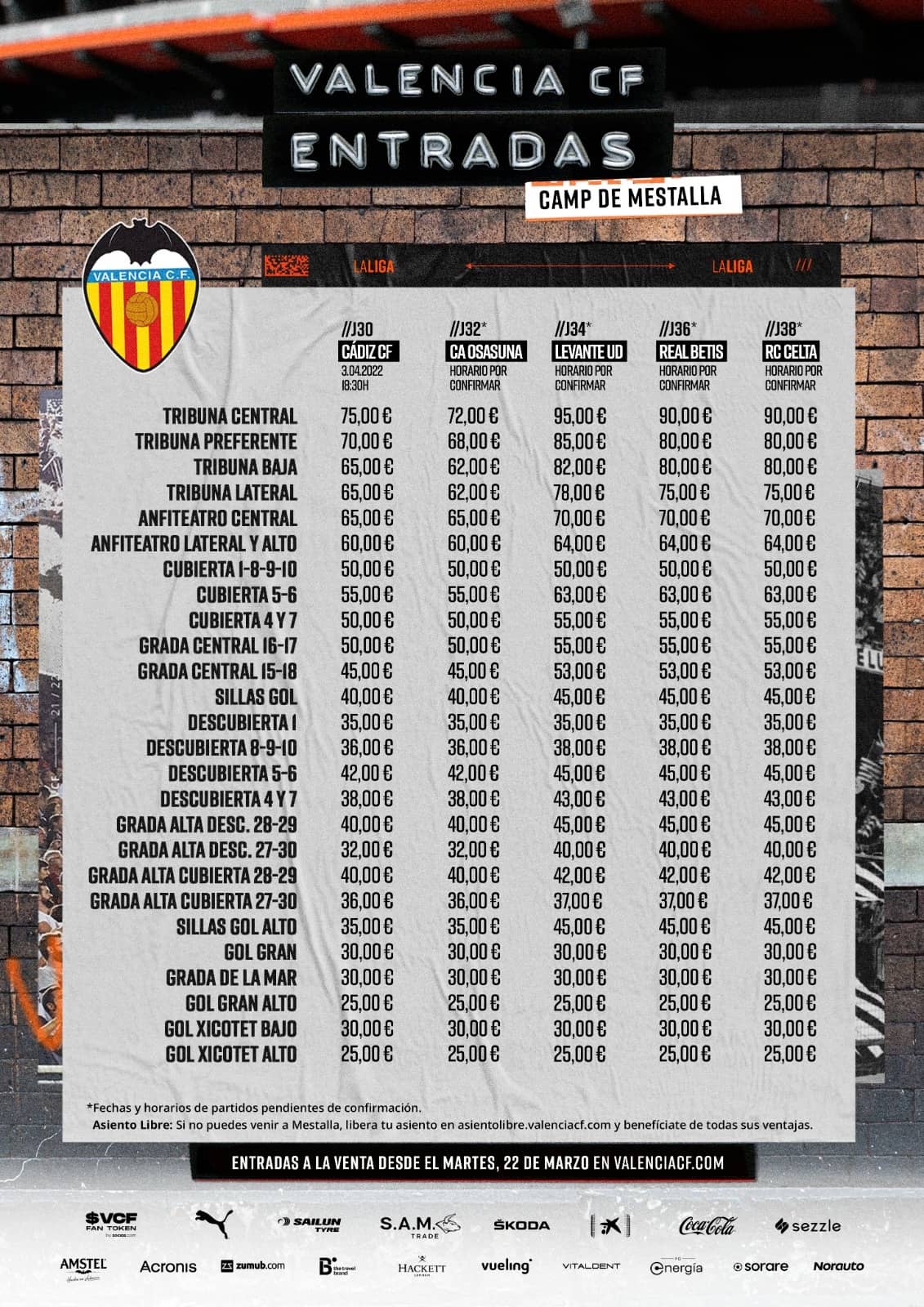 Partidos del valencia en mestalla